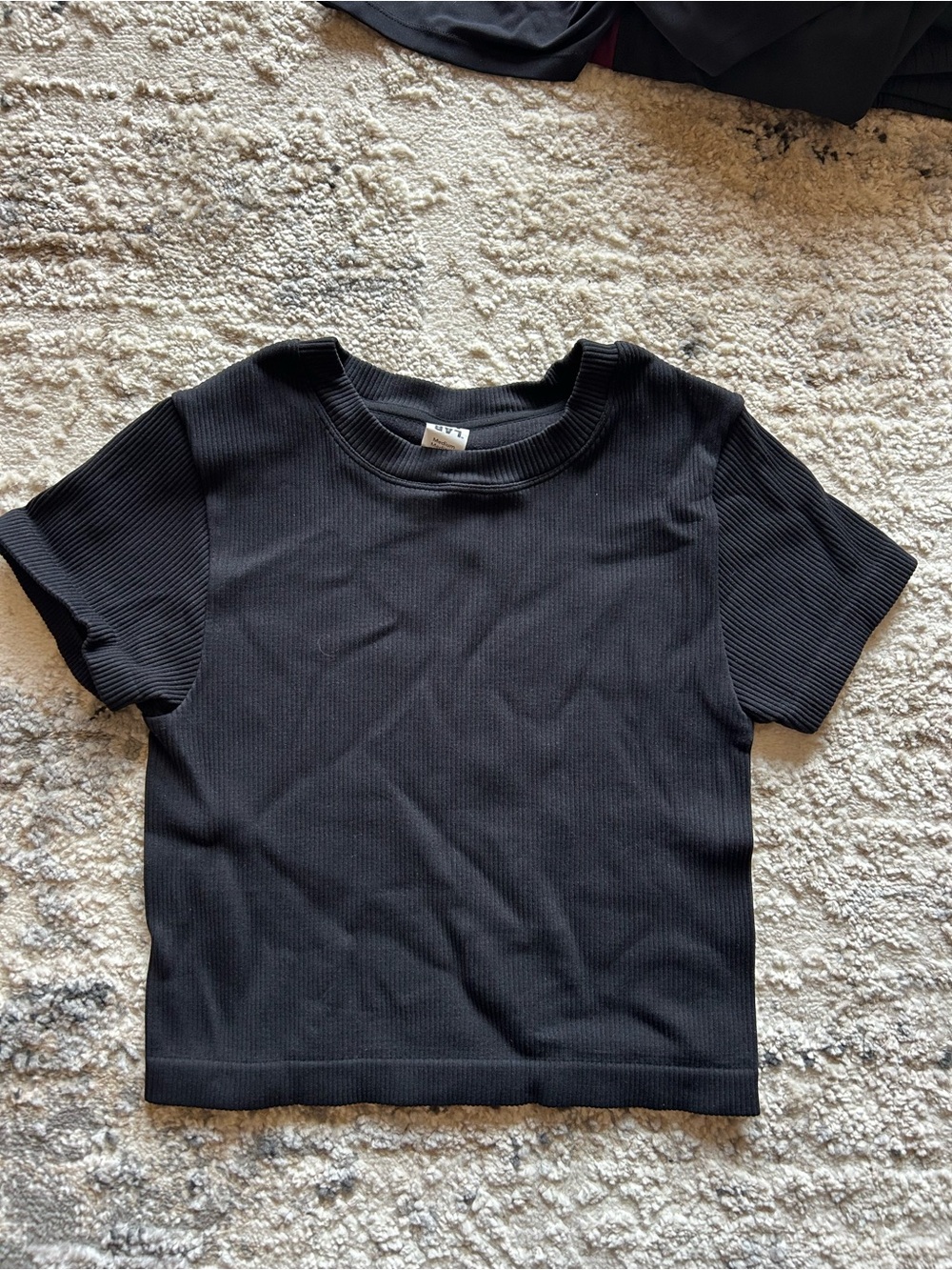 JoyLab Black Ribbed Crewneck Crop